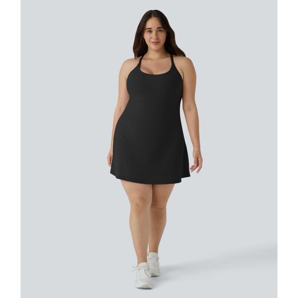 Halara Everyday SoftlyZero Backless 2-in-1 Flare Workout Plus Size 1X Dress NWT